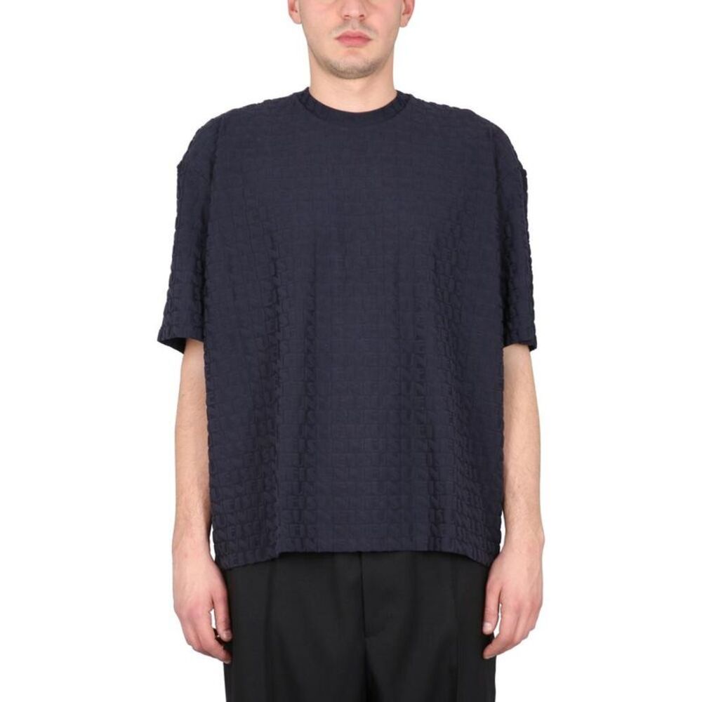 SUNNEI Textured Logo T-Shirt Men BLUE T-Shirts